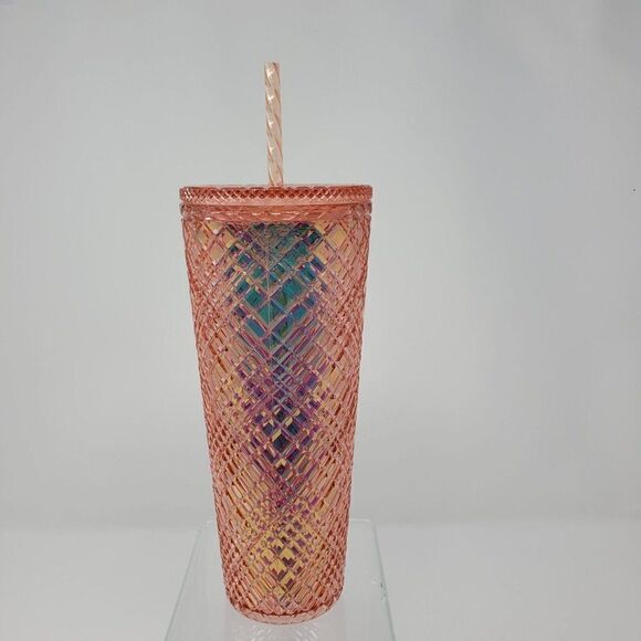 New Starbucks 2022 Winter Holiday Jeweled Stud 24oz Tumbler Cold Cup Rose Gold - Picture 4 of 8